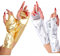 UYRVAPE 2 Paar Damen Armstulpen Goth Punk Handschuhe Fingerlos Armwärmer für Cosplay Karneval Party Halloween Kostüm, Gold/Silber