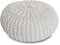 Amago home Strickhocker Pouf Ø45 o. 55cm Bodenkissen Sitzpouf XXL Baumwolle nachhaltig Größe ø 55 cm, Farbe weiß