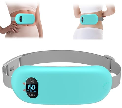Heat Pad for Period Pain Relief, Upgraded 6 Heat Massage Modes Electric Fast Heating Pad for Lower Back Pain Cramp Menstrual Rechargeable USB Heated Belt Gifts for Women Girls Her Light Blue
