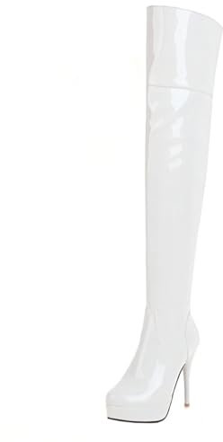 HSyc JRX Plateau Overknee Stiefel Lack Stiletto High Heels Langschaft Stiefel 44
