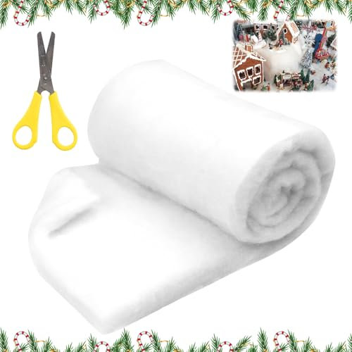 Weihnachten Schneedecken Set,Künstliche Schneematte,Schneedecke Deko Weihnachten,Schneematte Deko,Schneeteppich Deko,Kunstschnee Matte 150 x 40cm + Schere,für Weihnachtendorf Hintergrund Dekorationen