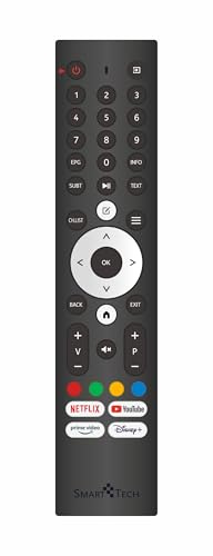 Smart Tech Télécommande de Remplacement pour TV Smart Tech Vidaa 2k pour modèles ;24HV02V 40FV02V 43FV02V 32HV10V1 24HV10T1 32HV02V 43FV10T3 43FV10V1 43FV10T1 40FV10V1