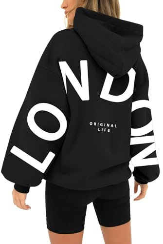 Skang sales clearance London Hoodies For Women Uk Oversized Sweatshirts For Women Letter Print Pullover Hoodie Women With Pocket And Drawstring todays offers special deals