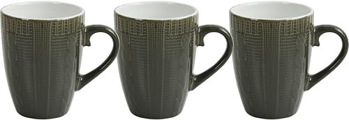 Mugs Set Coffee Tea Hot Chocolate Milk Tumbler Large Mugs for Multipurpose House Office Cafes Use Ideal for Gifting Tableware (Grey Strip 3pcs 370ml)