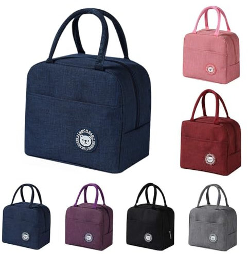 YGSIKY Bolsa de Almuerzo aislada para la Oficina, Bolsa refrigeradora portátil, Bolsa de Almuerzo Plegable, Mini Bolsa de Almuerzo aislada para Estudiantes con Papel de Aluminio Aislado (Blau,1PC)