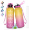Gourde Sport, Gourde 1.5L avec Paille, Gourde Plastique avec Marqueur de Temps, Gourde Graduée anti Fuite, Gourde Musculation, Facile à Transporter, Bouteille d'eau pour Running, Camping, Randonnée