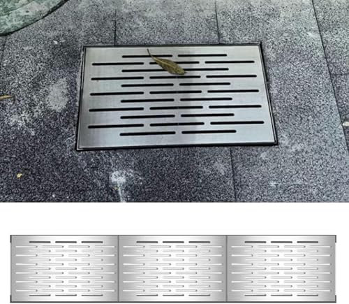 Entwässerungsrinne Entwässerungsgitter Aus Edelstahl Für Die Auffahrt, 3er-Pack Kanalgitter-Dachrinnenabdeckungen – Blockieren Von Schutt, 50 60 70 80 90 100 Cm Langes Hof-Regenwassergitter(60x40X3cm/