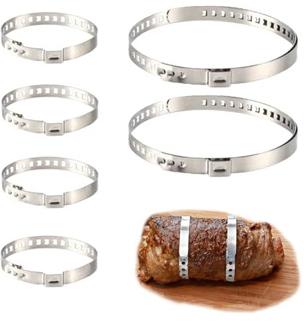 6 Edelstahl Rouladenklammern zum Binden von Fleisch, Kohlrouladen Wiederverwendbare Rouladenbinder Rouladenringe erleichtern die Arbeit spülmaschinenfest und 100% lebensmittelecht roladenklemmen