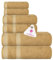 Casa Copenhagen Solitaire Juego de Toallas de 6 Piezas, Color Beige, 600 g/m², 2 Toallas de baño, 2 Toallas de Mano y 2 paños de Lavado en Suave algodón Egipcio para baño, Cocina y Ducha