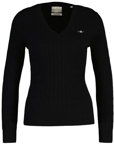 Gant Damen Stretch Cotton Cable V-Neck Pullover