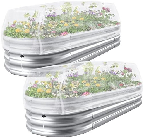 2 Pack Garden Netting for Raised Beds, Rectangular Mesh Plant Covers with Drawstring for Garden Protection, Raised Bed Bird Netting Pest Barrier Screen for Protecting Vegetables Fruits Flowers Crops