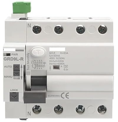 SAYTAK Disjoncteur,Interrupteur Différentiel Disjoncteur différentiel de sécurité Automatique de Type A 40A 63A 30mA 100mA 300mA(4P-63A-300mA)