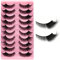 XYTAHDM Lot de 10 paires de faux cils, faux cils en vison doux et spectaculaires, faux cils 3D moelleux, extensions de cils en grappe