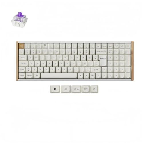Keychron K4 HE 96% DE-ISO Wireless Mechanische Tastatur mit Magnet-Schaltern & Hot-Swap - Bluetooth/2.4GHz/USB-C, RGB-Beleuchtung QMK-Programmierung für Mac/Win, Holzdesig(Weiß)