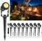 Greenclick Gartenstrahler LED, 27m 8er Gartenbeleuchtung mit Strom Erdspieß, 12V 3W 2400lm Gartenleuchte, IP65 Wasserdicht Warmweiß Gartenlampe für Außen Garten Rasen Weg Teich Yard Zaun