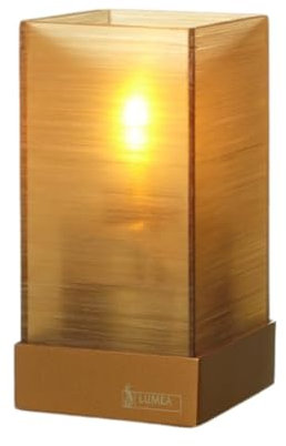 Lumea 1112/1110 Tischlicht Nova cobre mit Unterteil aus Edelstahl inkl. Flüssigwachskerze & Feuerzeug | Windlicht Acryl inkl. Kerze & Feuerzeug | Brenndauer 40 Std. | Für Indoor & Outdoor, Höhe: 13 cm