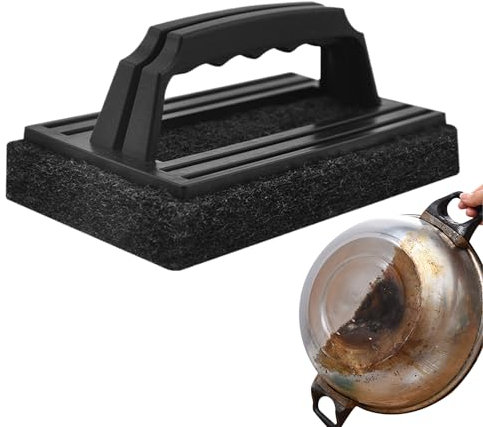 Cepillo de la parrilla: cepillo de limpieza de planchas con mango ergonómico | Herramienta de exploración de barbacoa para rejillas de horno, utensilios de cocina de hierro fundido y campamento al air