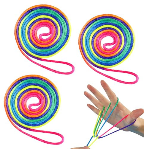 Cats Cradle Coloured String 3 Pcs Rainbow Colour Fumble Finger Thread Rope Toy Supplies Flexible Finger String Games Developmental Toy for Teens Adults Stimulate Creativity Party Games