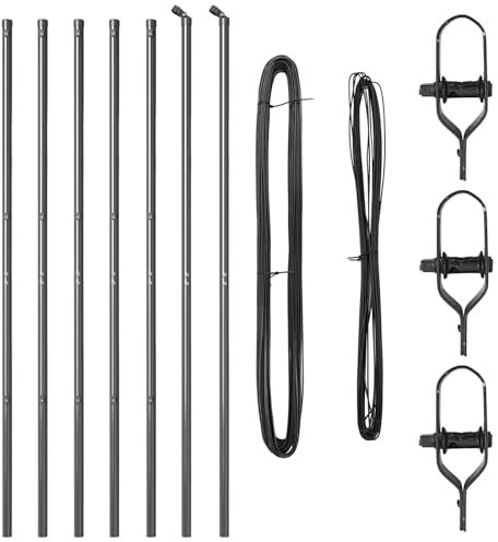 vidaXL 7 Teile Zaunpfosten Grau Ø32mm 210cm, verzinkter Stahl, langlebig und wetterfest, Zaun Zubehör für Garten und Terrasse, höhenverstellbare Barriere, glatte Oberfläche