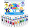 ABEIER Pinturas de dedos para niños, no tóxicas, resistentes al lavado, 12 x 36 ml, lavables para niños pequeños, pintura para huellas de niños, accesorios de pintura seguros para guardería, escuela
