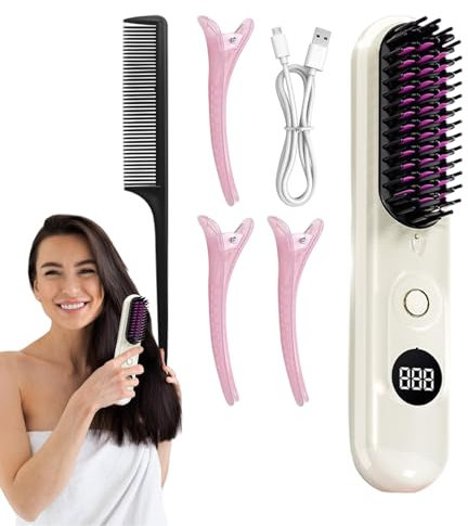 Kabelloser Haarglätter | Glätteisen mit USB-Aufladung, tragbares Stylisator, 3 Temperaturen, für trockene und nasse Haare, kurz, dünn, dick