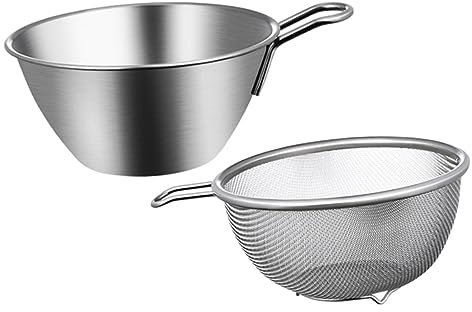 1Juego Colador Inoxidable con Mango para Verduras para Cocinas Drenaje Eficaz sin Olores Duradero y Ligero