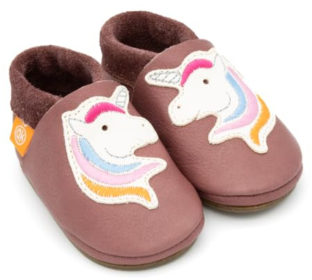 Orangenkinder Amigo KITA Hausschuhe - Kinder Barfußschuhe mit Tiermotiven aus Bio-Leder; Atmungsaktive Lauflernschuhe mit rutschfester Gummisohle für Jungen und Mädchen