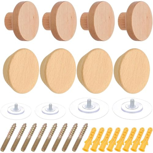 arricraft 8 Stück 2 Stile Holz Runder Wandhaken Holzklammern Zum Aufhängen von Kleidung Schals Hüten Und Taschen Kleiderbügel Handtuchhalter Schlafzimmerdekoration