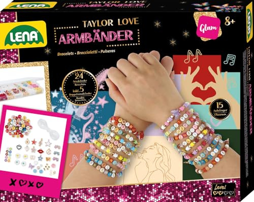Lena Taylor Love Freundschaftsarmbänder (Großes-Set) – Kreatives Schmuck Bastelset mit 24 Designs, Buchstaben-Perlen, 15 Anhängern & Sortierbox, DIY-Armband Set für Kinder ab 8 Jahren