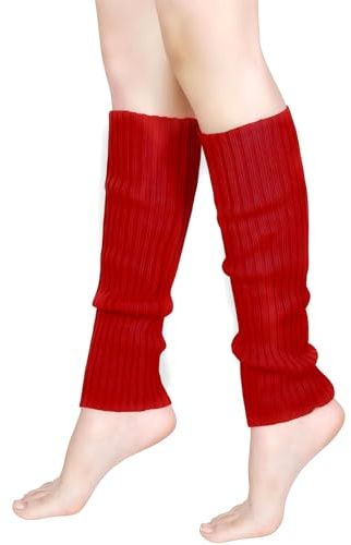 Neon Stulpen Damen,Fasching 80er Jahre Damen Pink Stulpen Accessoires Karneval Neon Rot Beinstulpen Blau Hippie Beinwärmer Party Rot Weiß Gestreifte Neonfarbene Mode Leg Warmers für Mädchen Warme