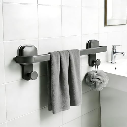 Towel Rail Wall Mounted, Carbon Steel Towel Rack Bar Bathroom Holders 40cm/15.7in, Vacuum Suction Cup Bathroom Kitchen Accessory Removable (40CM/15.7IN)
