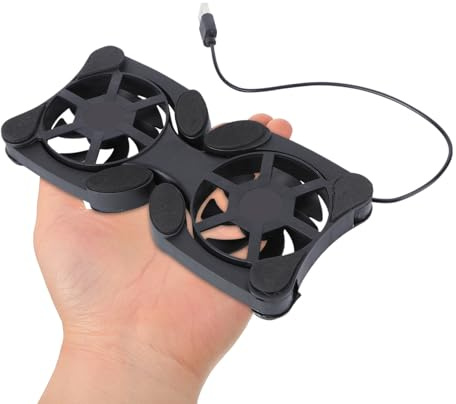 WRITWAA Portable Foldable Laptop Cooler Stand with 2 USB Powered Fans, Strong Heat Dissipation Abs Cooling Pad for Gaming and Office Use