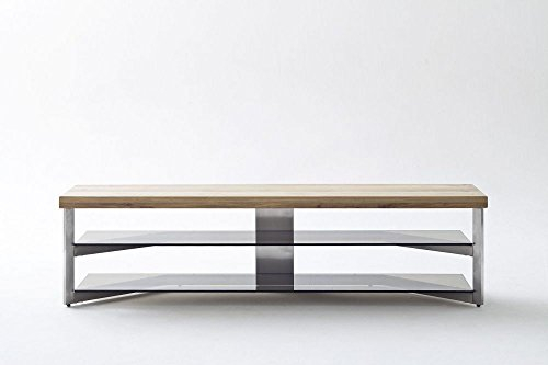 Beauty.Scouts Media Regal Mojo Bee Lowboard, TV Bank, Fernsehrschrank Glas bronze, Asteiche massiv, 160x40x40 cm