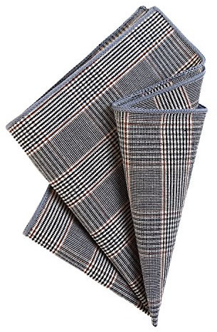 DonDon Herren Einstecktuch Taschentuch 23 x 23 cm Baumwolle Tweed Look grau-braun kariert
