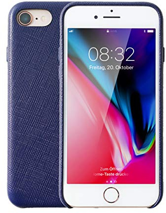 KMP Echtleder Schutzhülle für iPhone 6/7/8, iPhone SE2, SE3, Blue