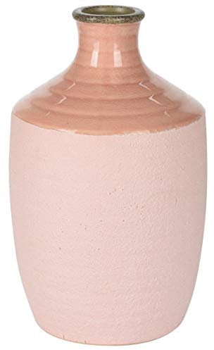 Koop Extra Large 31cm Ceramic Bottle Shaped Vase in Pink - Elegant Statement Piece, Rippled Texture Finish, Perfect for Displaying Flowers - Ideal for Modern Home Decor