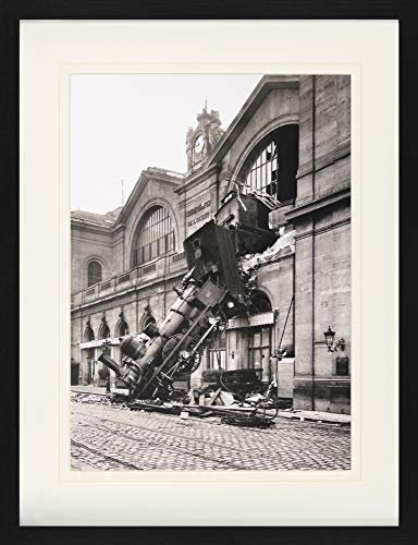 1art1 Züge Poster Zugunglück Am Bahnhof Montparnasse, Paris, Frankreich, 1895 Gerahmtes Bild Mit Edlem Passepartout | Wand-Bilder | Im Bilderrahmen 80x60 cm