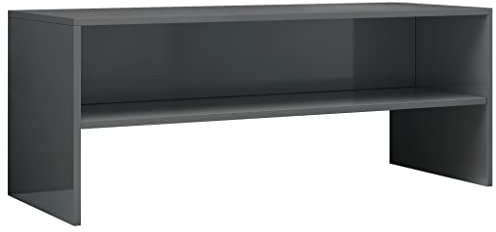 vidaXL TV Schrank Lowboard Couchtisch Fernsehschrank Fernsehtisch Sofatisch TV Tisch Möbel Board Sideboard Hochglanz-Grau 100x40x40cm Holzwerkstoff