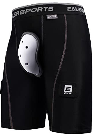 EALER HCS100 Core Compression Hockey Short Jock Pants with Athletic Cup and Sock Tabs for Men and Boys