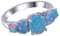 KELITCH Damenringe Schmuck Feuer Opal Cluster Edelsteine ​​Ring Sterling Silber Überzogen für Mädchen - Größe 9