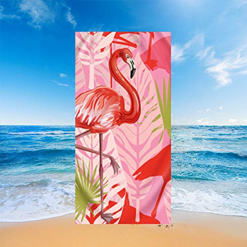 FANSU Serviettes de Plage Microfibre Grande Taille, Flamant Impression Serviettes de Plage Légère Portable Été Couverture de Plage pour Voyage Plage Nager (Roses Feuilles,70x150cm)
