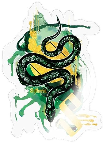 Spreadshirt Harry Potter Haus Slytherin Schlange Sticker, max. 10 x 10 cm, 10 x 10 cm, Transparent glänzend