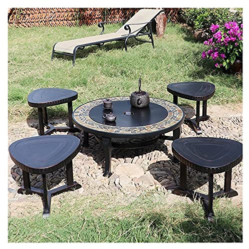 Feuerstellen Outdoor Große Holz Burning Feuerstelle, Garten Party BBQ Camping Picknick Kochen Feuerstelle Grill Mit 4 Hockern