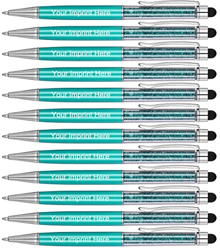 MengRan Personalisierter 2-in-1-Kristall-Stylus-Stift und Kugelschreiber mit Ihrem individuellen Logo oder Text (Pfau)