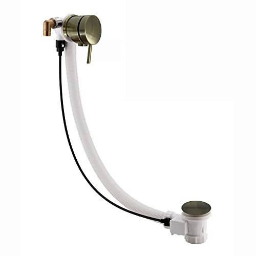 ENKI W47 Bath Filler Waste, Antique Brass, Pop Up | Solid Brass, Easy Install, Fittings Included, Pop-Up Click Clack, Overflow, 1-Year Guarantee, Pop Up Plug, Easy Clean