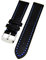 Uhrenarmband Glattleder gepolstert Farben und Stegbreiten wählbar (Schwarz mit blauer Naht, 24mm)
