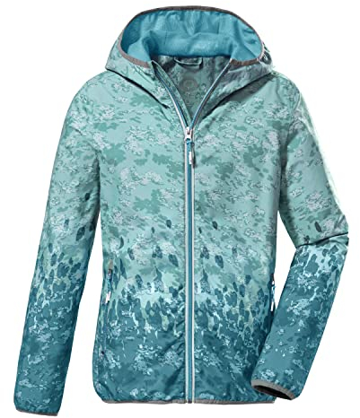killtec Mädchen Funktionsjacke mit Kapuze, packbar, wasserdicht KOS 165 GRLS JCKT, aqua, 116, 38363-000