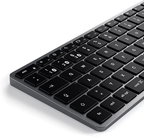 SATECHI Slim X1 Kabellose Bluetooth Tastatur mit Hintergrundbeleuchtung – Kompatibel mit MacBook Pro/Air 2020, 2020 iMac, 2020 iPad Pro/Air & neueren Mac-Geräten (Space Grau)