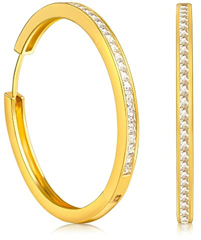 Beutirer Creolen Silber 925 Ohrringe Damen, 18K Vergoldet 5A Zirkonia Creolen mit Ohrsteckern S925, Muttertag Geburtstag Hochzeit Jahrestag geschenk für Frauen Mädchen, Weißgold/Gold
