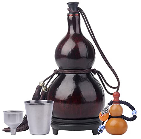 MR.GLFULU Natürliche Kürbisflasche, Outdoor-Wasserflasche, Weinflasche, kann für Innendekoration verwendet werden, 500-1500 ml (1000 ml, dunkelbraun)